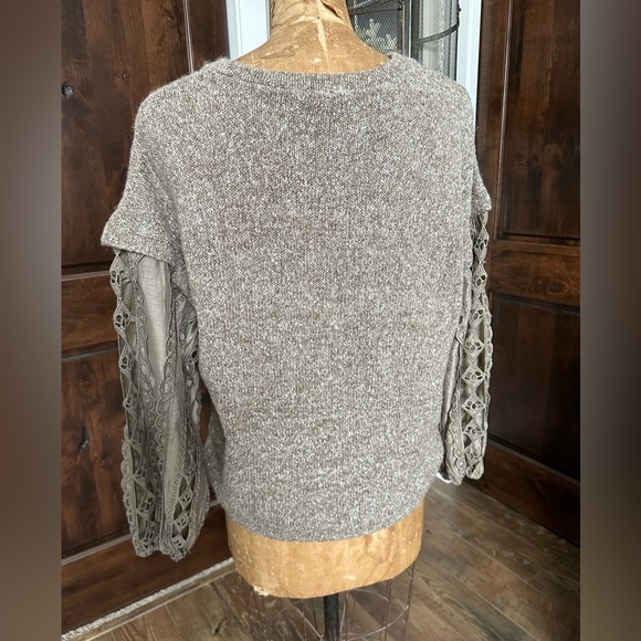 Gimmicks Knit Sweater with Lace Sleeves - Picture 5 of 8
